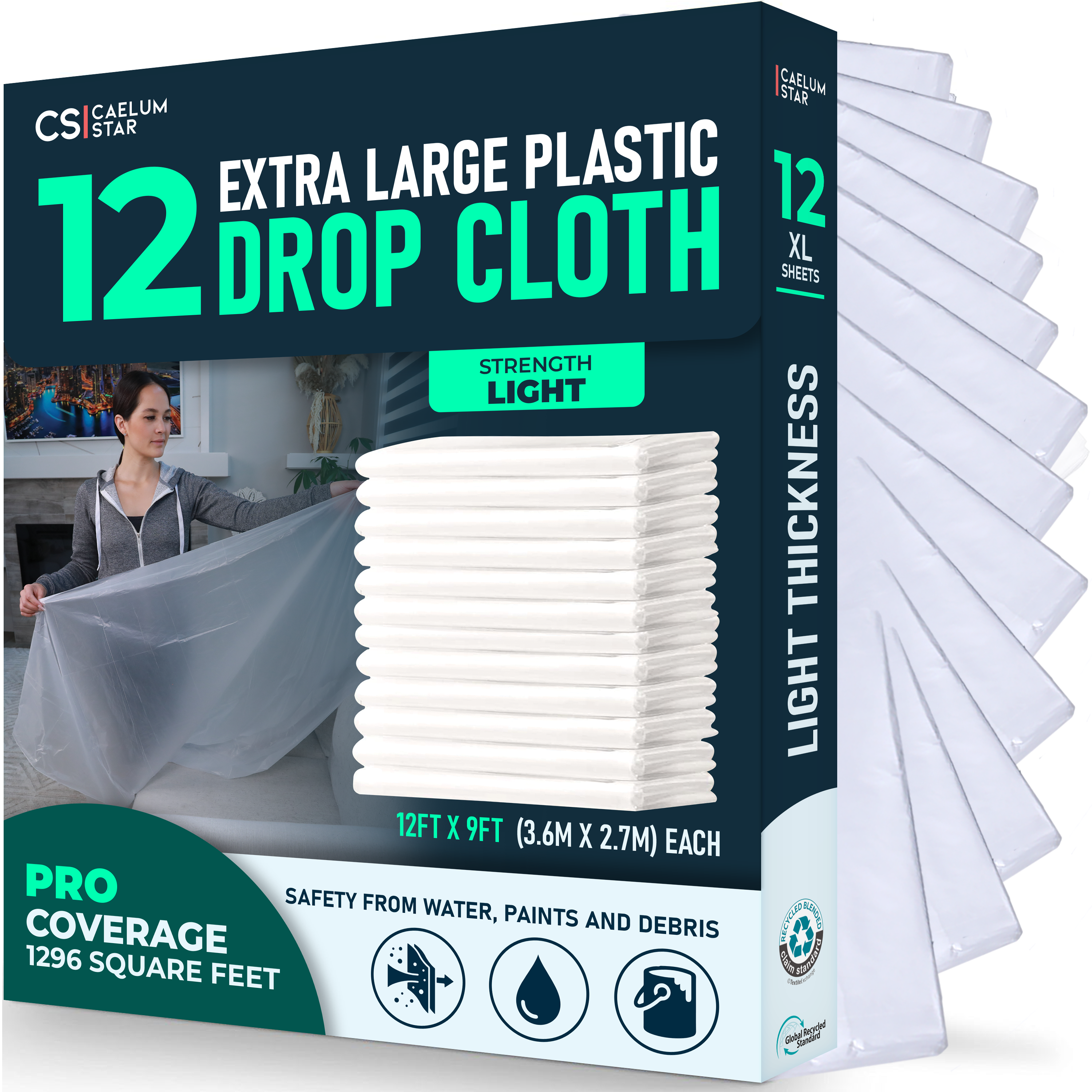 CS 12 Pack Extra Large Drop Cloths by Caelum Star